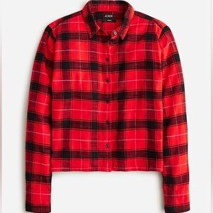 NWT J.Crew womens Cropped garçon shirt in red plaid flannel, size 12
